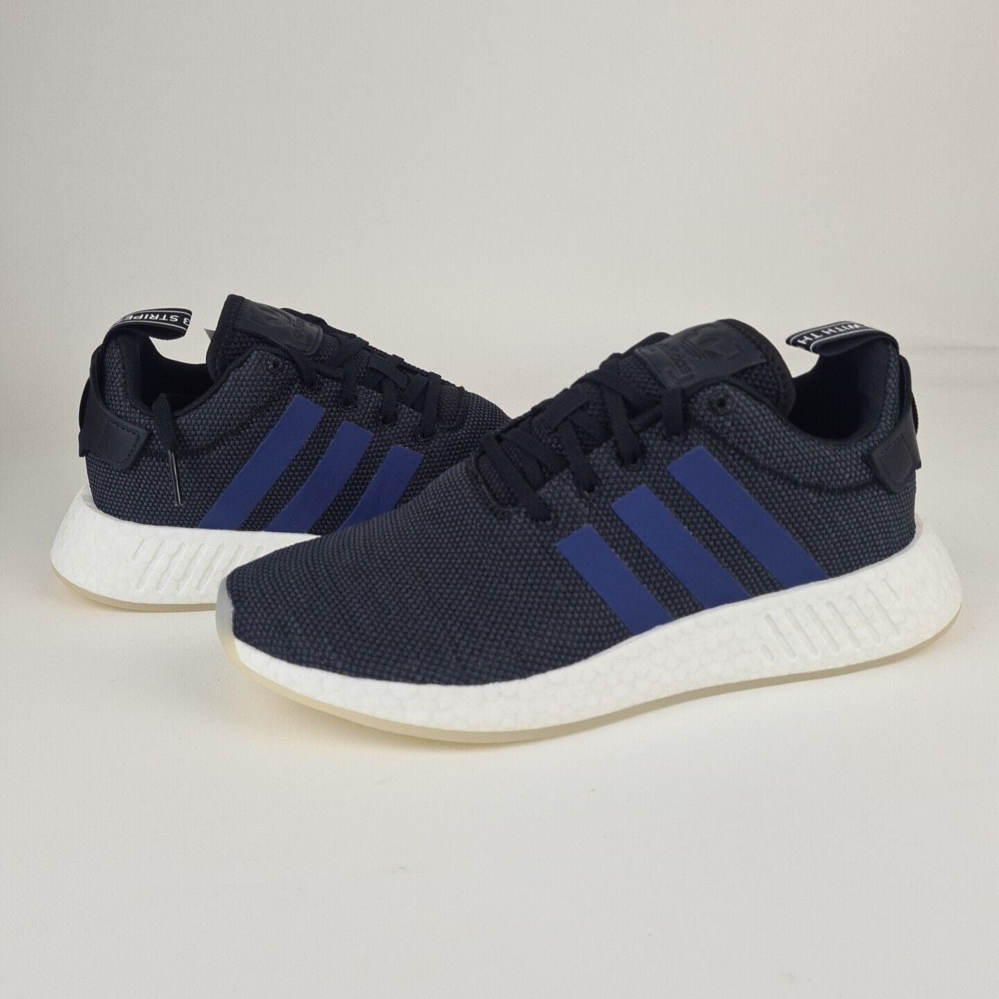 Adidas NMD R2 CQ2008 Black And Blue Womens Running Sneakers Shoes Size 8.5