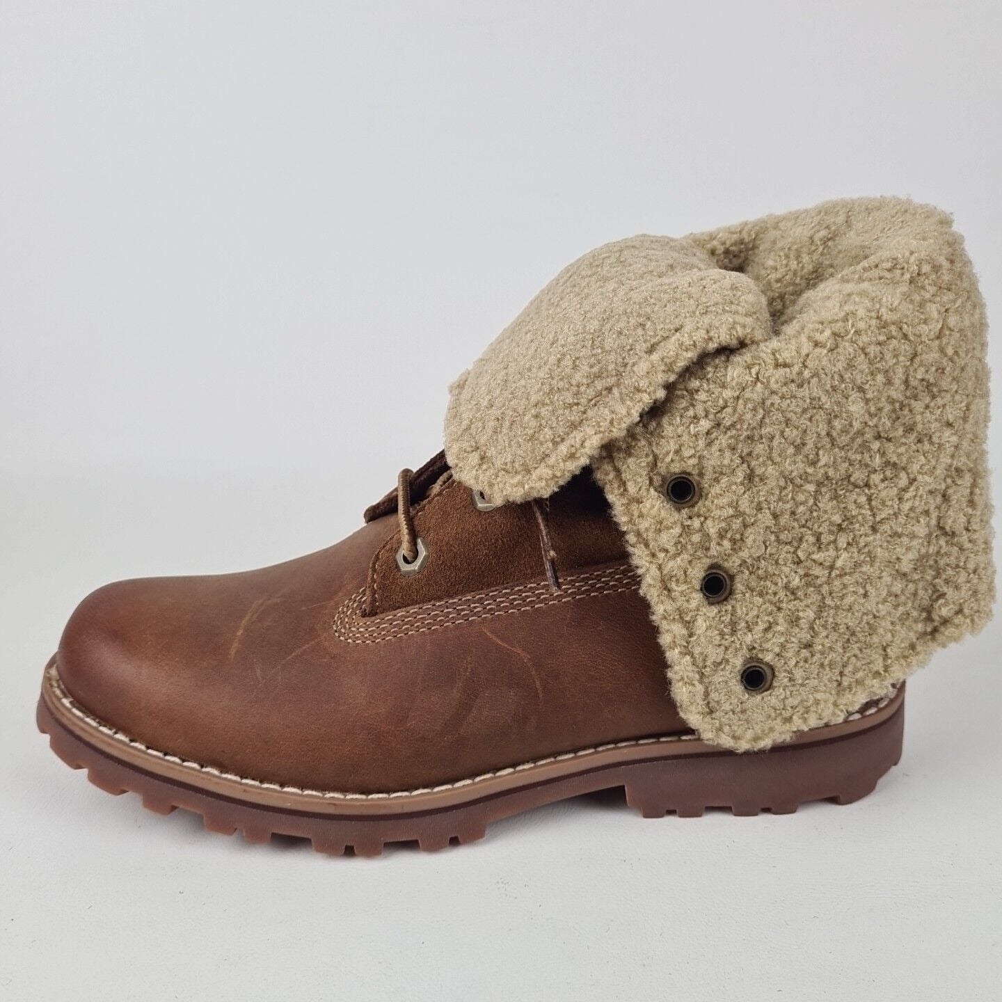 Timberland Shearling Boots TB050819  Waterproof Brown Leather Little Kids Size 2