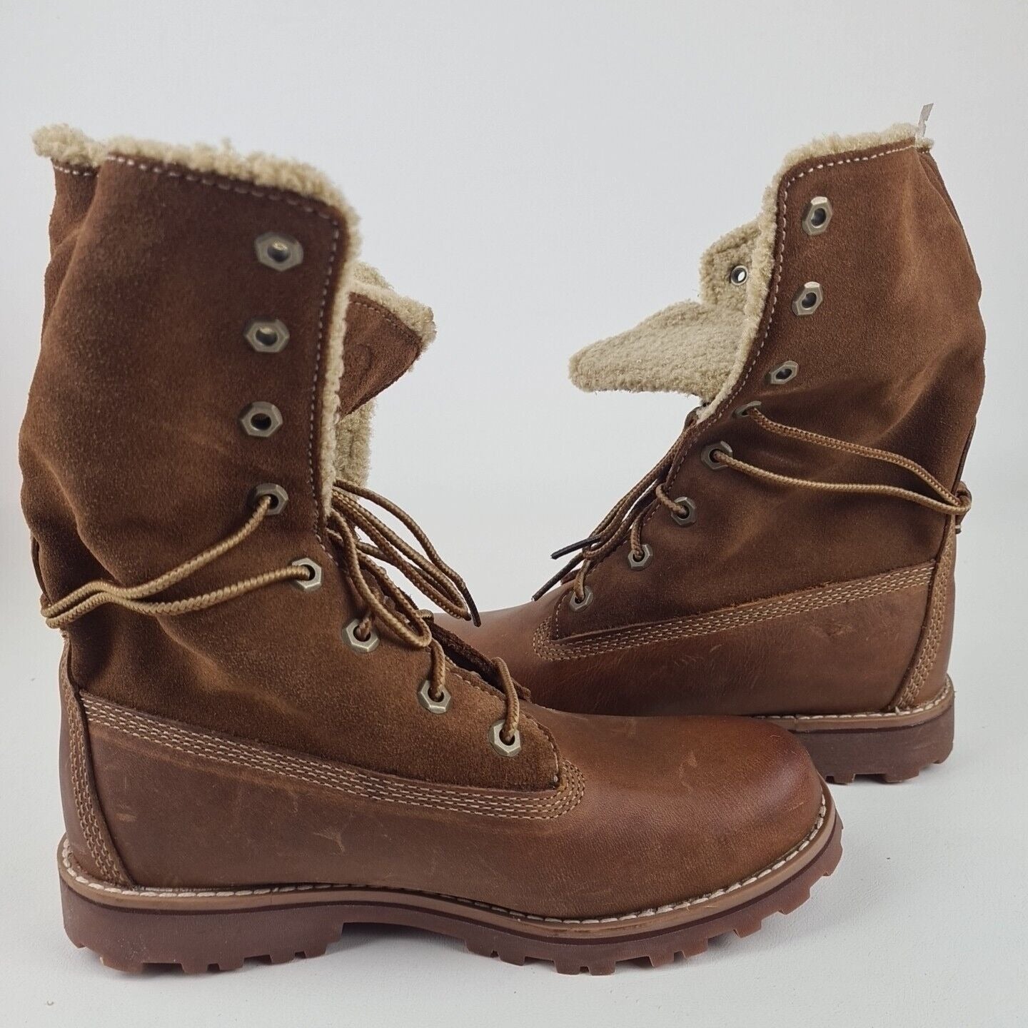 Timberland Shearling Boots TB050819  Waterproof Brown Leather Little Kids Size 2