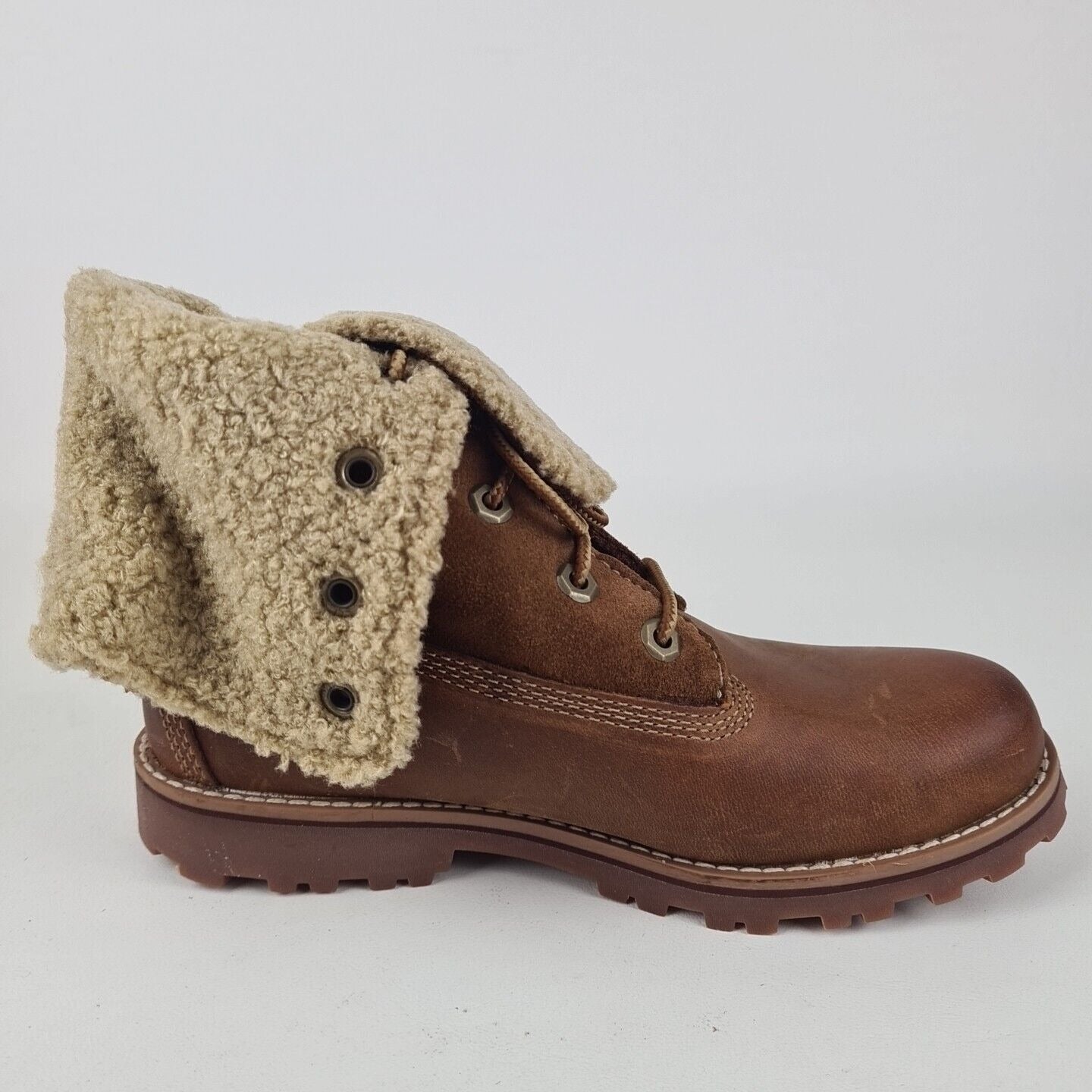 Timberland Shearling Boots TB050819  Waterproof Brown Leather Little Kids Size 2