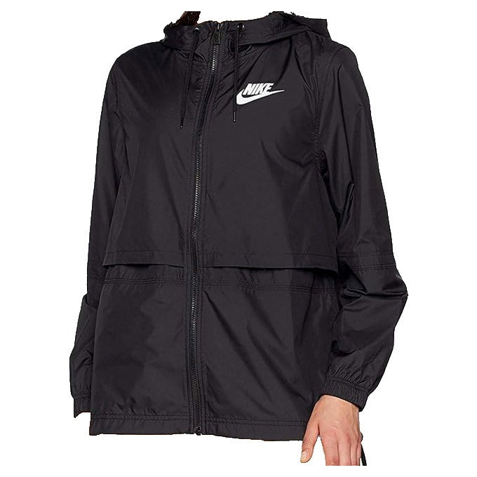 Nike AJ2982 010 Windbreaker Jacket Women Black Sportswear Woven Hoodie Size L