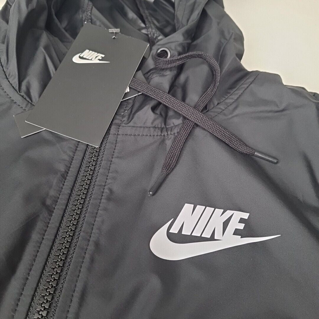 Nike AJ2982 010 Windbreaker Jacket Women Black Sportswear Woven Hoodie Size L