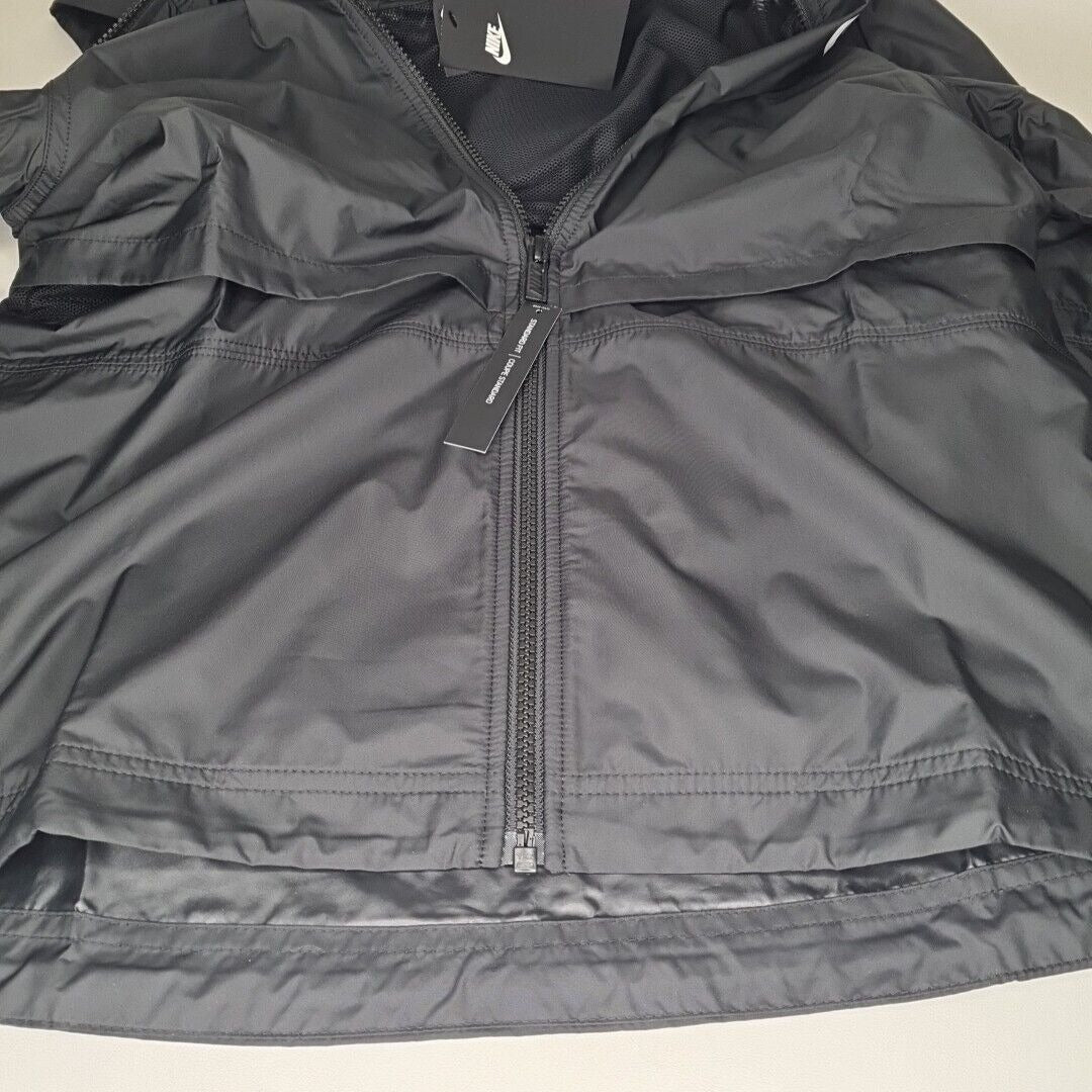 Nike AJ2982 010 Windbreaker Jacket Women Black Sportswear Woven Hoodie Size L