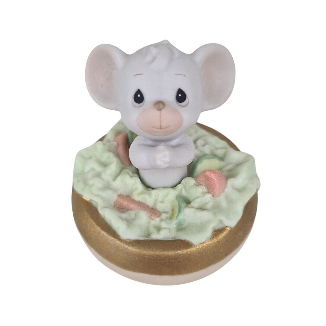 Precious Moments 261122 "Lettuce Pray" Little Mouse Porcelain Figurine Vintage