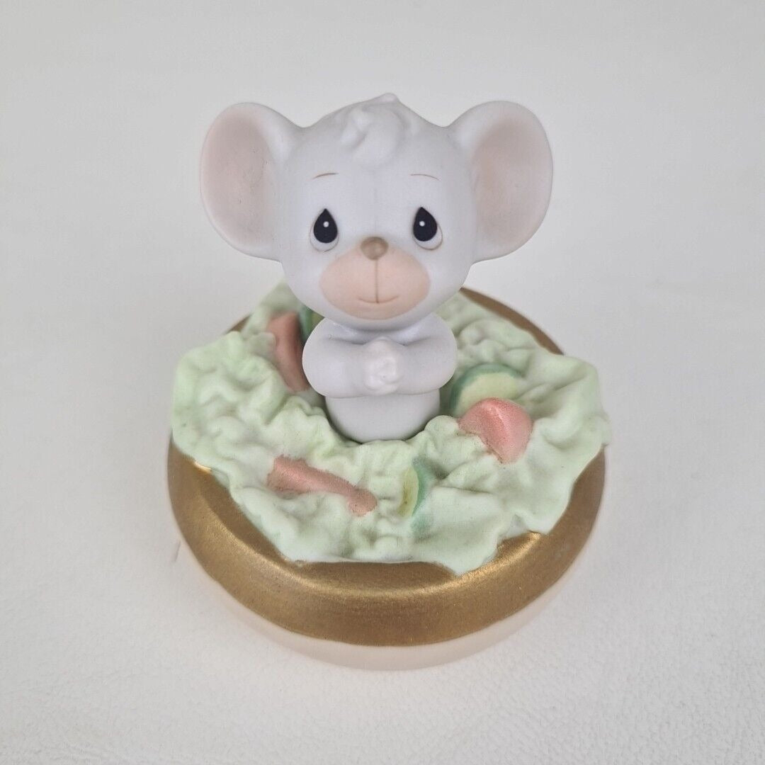 Precious Moments 261122 "Lettuce Pray" Little Mouse Porcelain Figurine Vintage