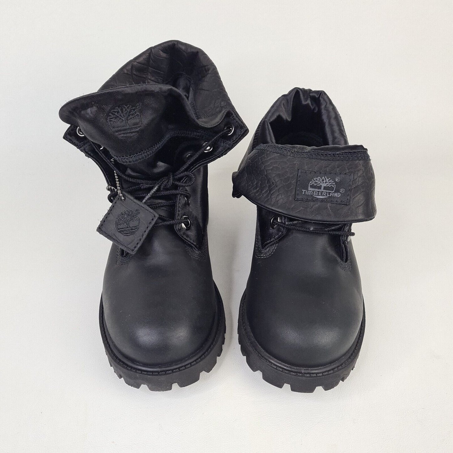 Timberland Roll Top Boys Boots 29951 Waterproof Black Leather Winter Size 5.5 DS