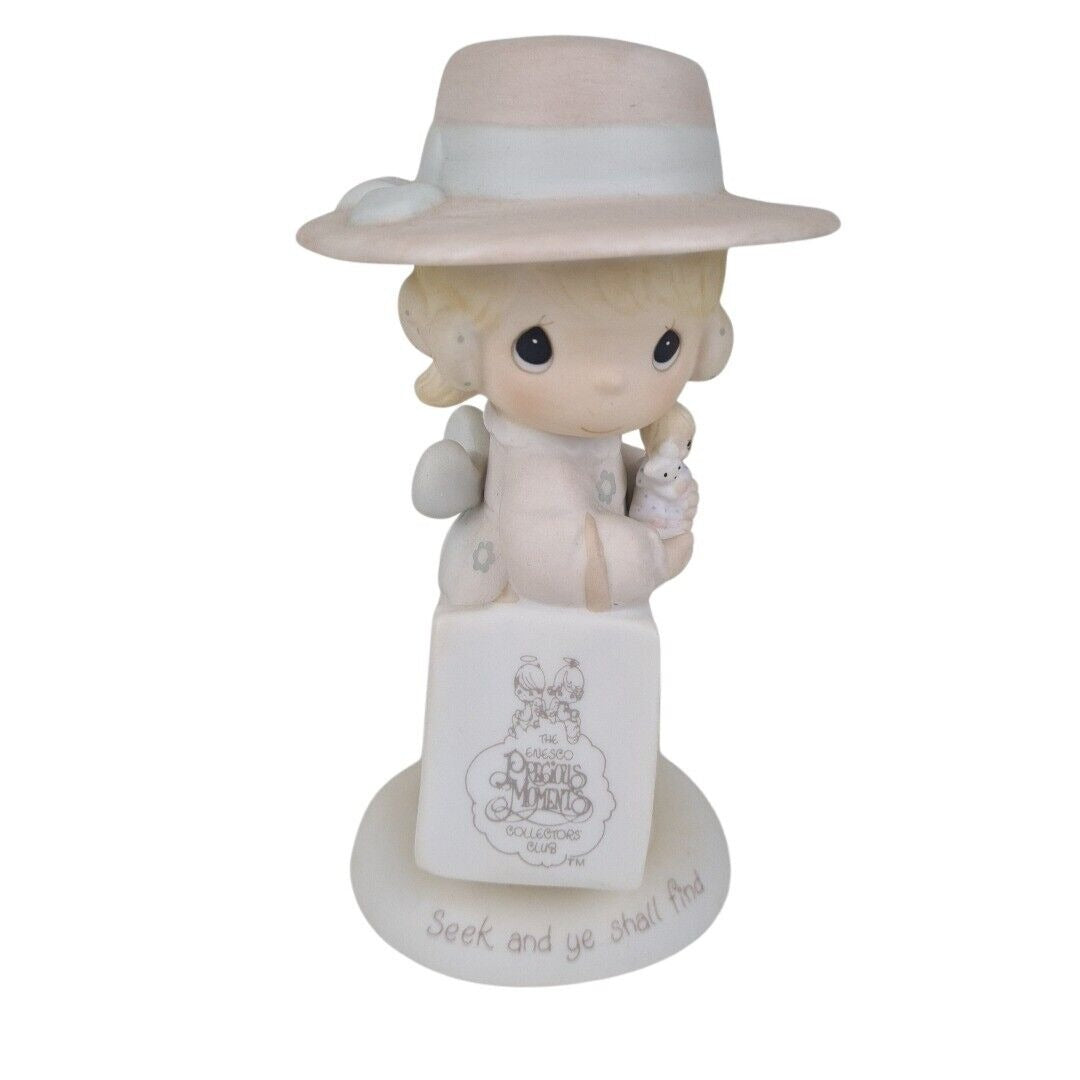 Precious Moments E-0005 Girl Seek And Ye Shall Find 1984 Porcelain Figurine