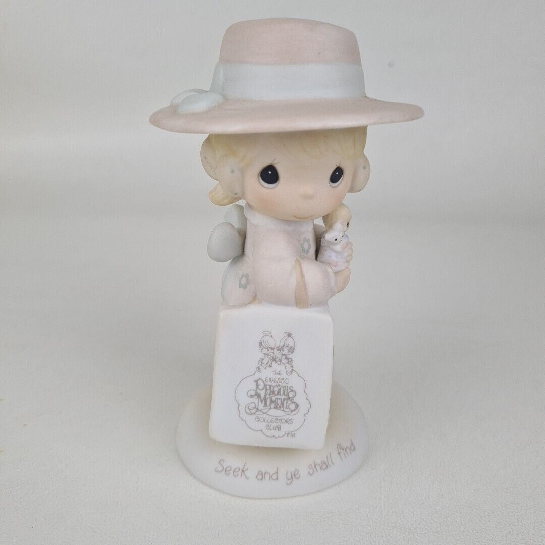 Precious Moments E-0005 Girl Seek And Ye Shall Find 1984 Porcelain Figurine