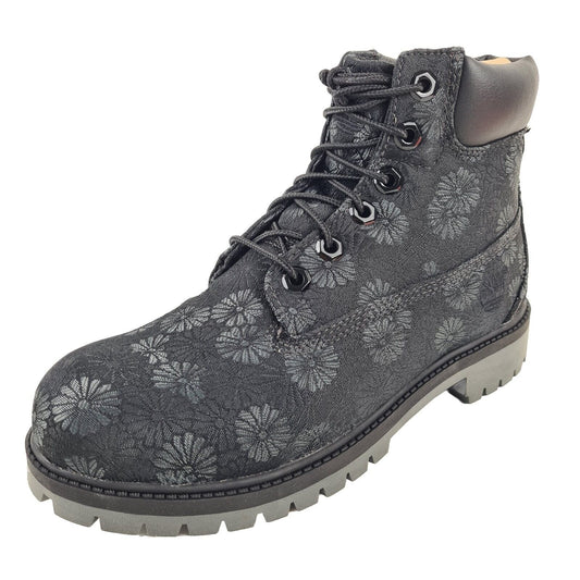 Timberland 6 IN Classic Boots TB0A177S Black Floral Outdoors Sz 6.5 Girls = 8 Wm