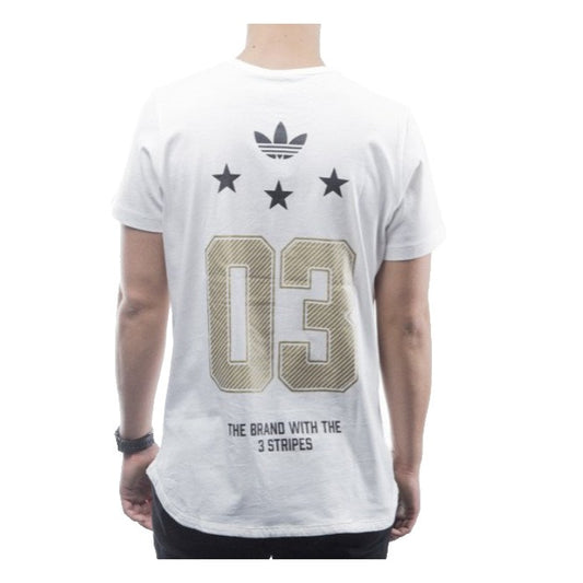 Adidas AJ7167 Men Casual Fashion T-shirt 03 Star Tee White 3 Stripes Size L