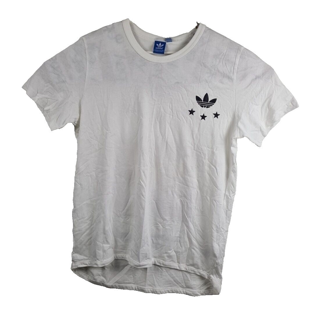 Adidas AJ7167 Men Casual Fashion T-shirt 03 Star Tee White 3 Stripes Size L