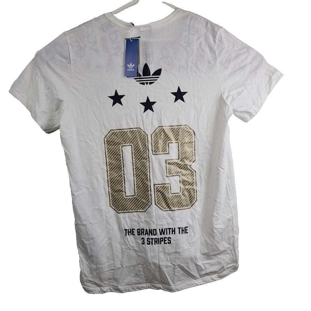 Adidas AJ7167 Men Casual Fashion T-shirt 03 Star Tee White 3 Stripes Size L