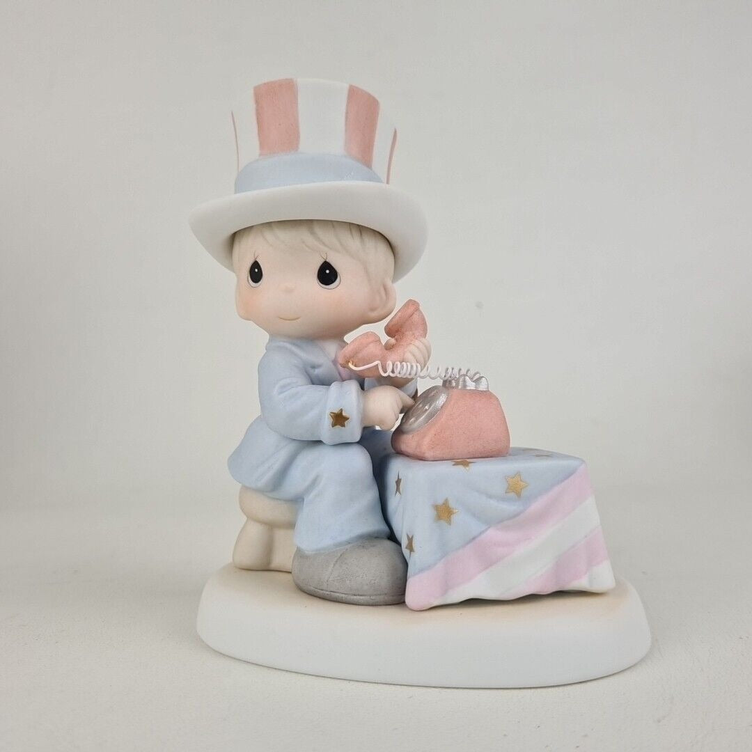 Precious Moments 681059E "Let Freedom Ring" Boy Porcelain Figurine Vintage