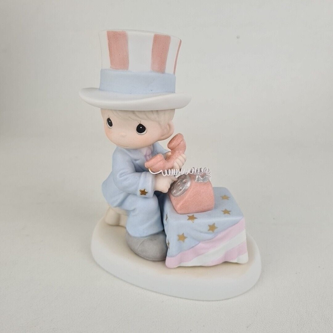 Precious Moments 681059E "Let Freedom Ring" Boy Porcelain Figurine Vintage