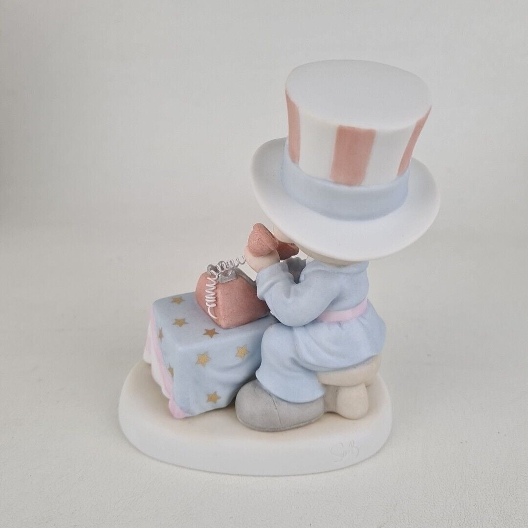 Precious Moments 681059E "Let Freedom Ring" Boy Porcelain Figurine Vintage