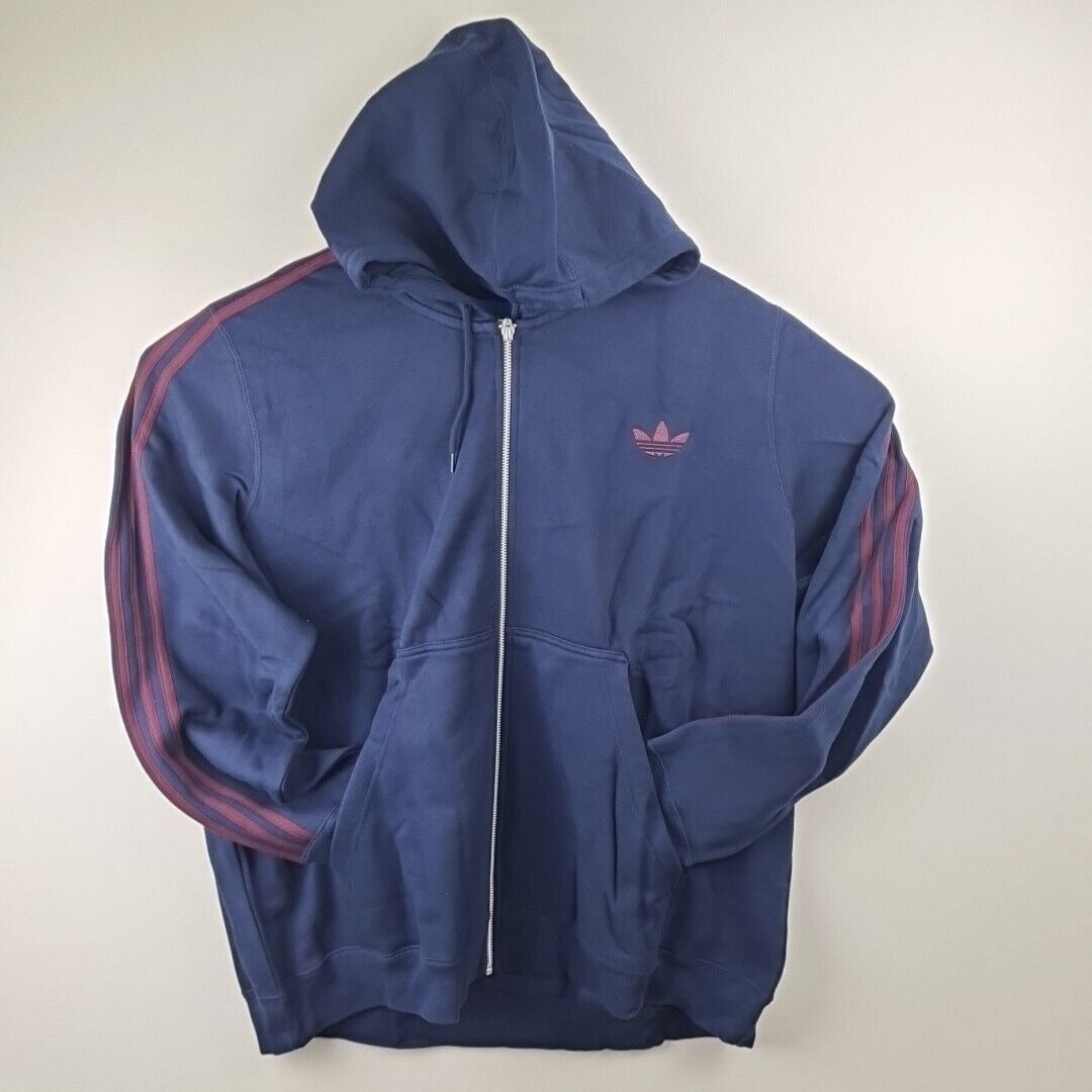 Adidas D840091 Trefoil SPO Hooded FLOC Fleece Sweatshirt Blue Men's Size M