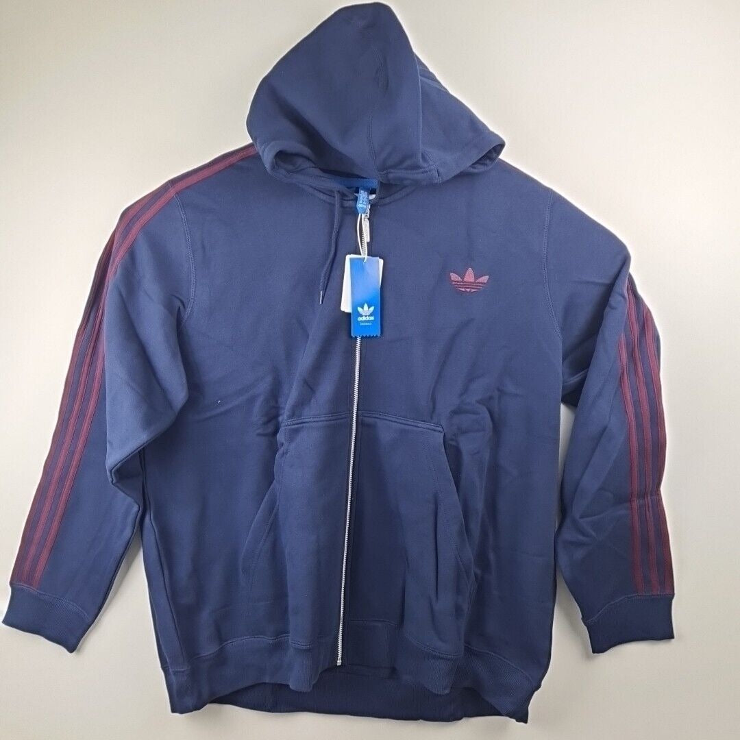 Adidas D840091 Trefoil SPO Hooded FLOC Fleece Sweatshirt Blue Men's Size M