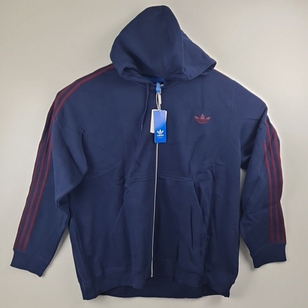 Adidas D840091 Trefoil SPO Hooded FLOC Fleece Sweatshirt Blue Men's Size M