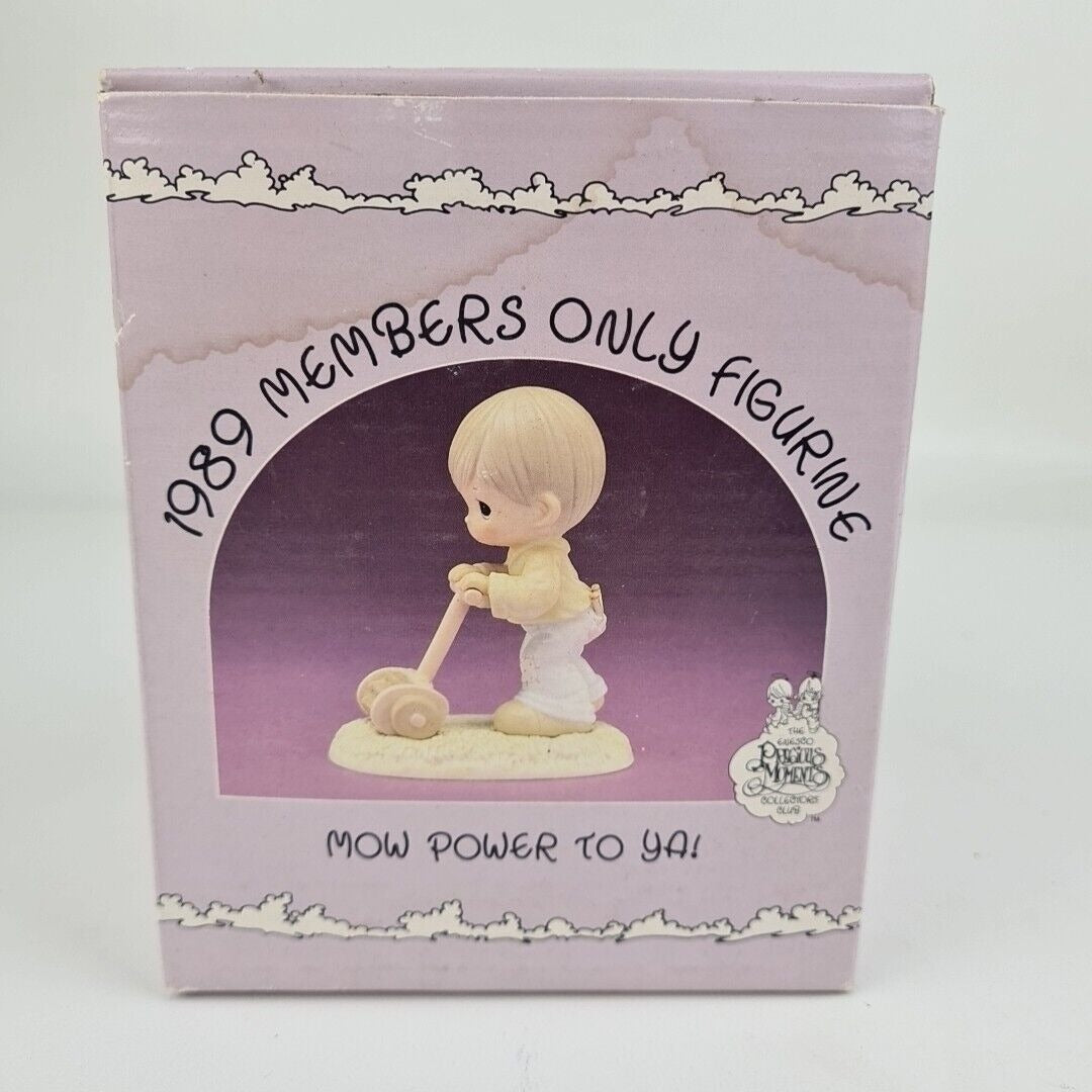 Precious Moments Collectors Club PM892 1989 Members Mow Power To Ya! Figurine