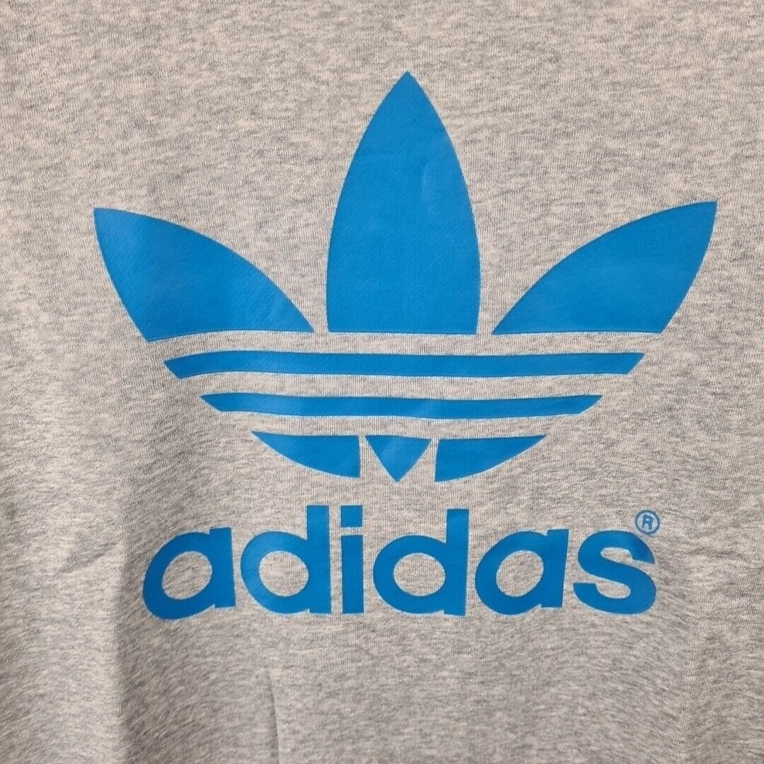 Adidas F80716 Men Original Mirror Trefoil Logo Crew Fleece Grey Blue Size XL