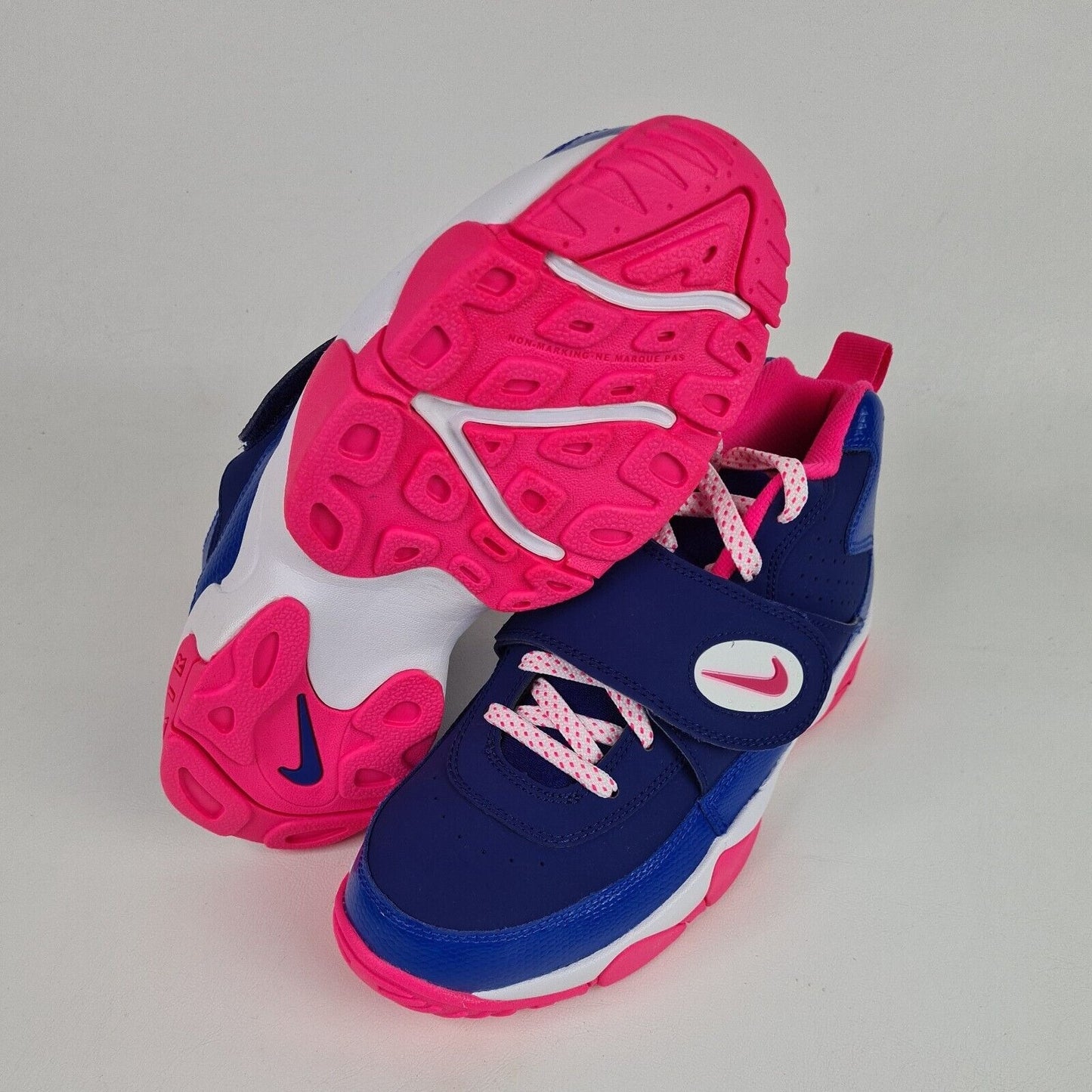 Nike Air Mission Blue Pink Basketball 690911 400 Leather SZ Girls 5 Y= 6.5 Women