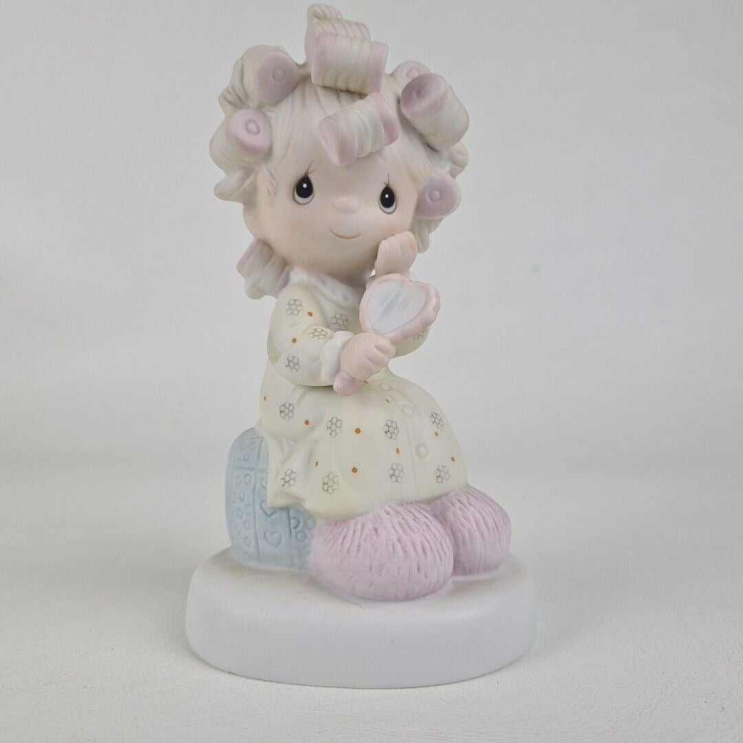 Precious Moments PM-821 Smile,God Loves You Girl Making Up Porcelain Figurine