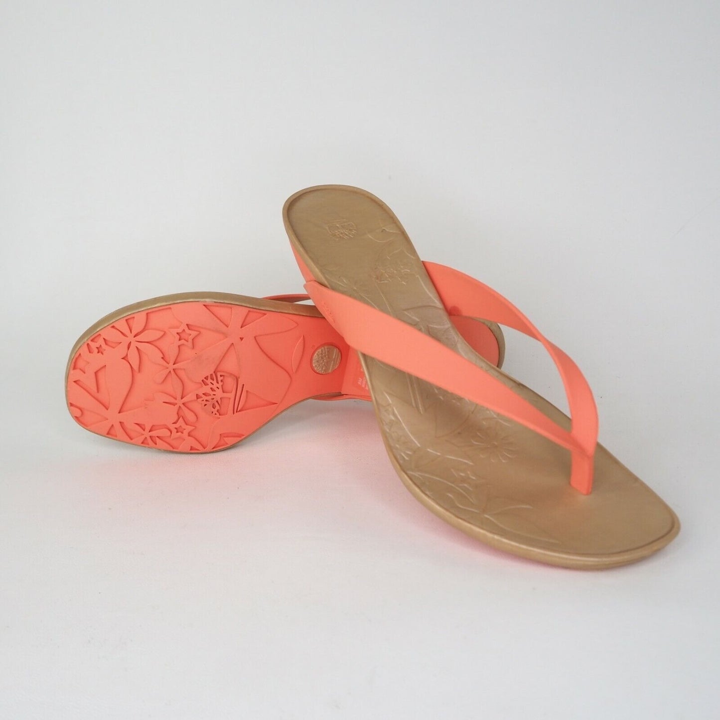 Timberland Flirtatious Thong Women Sandal Orange Rubber Comfort 90379 Size 7