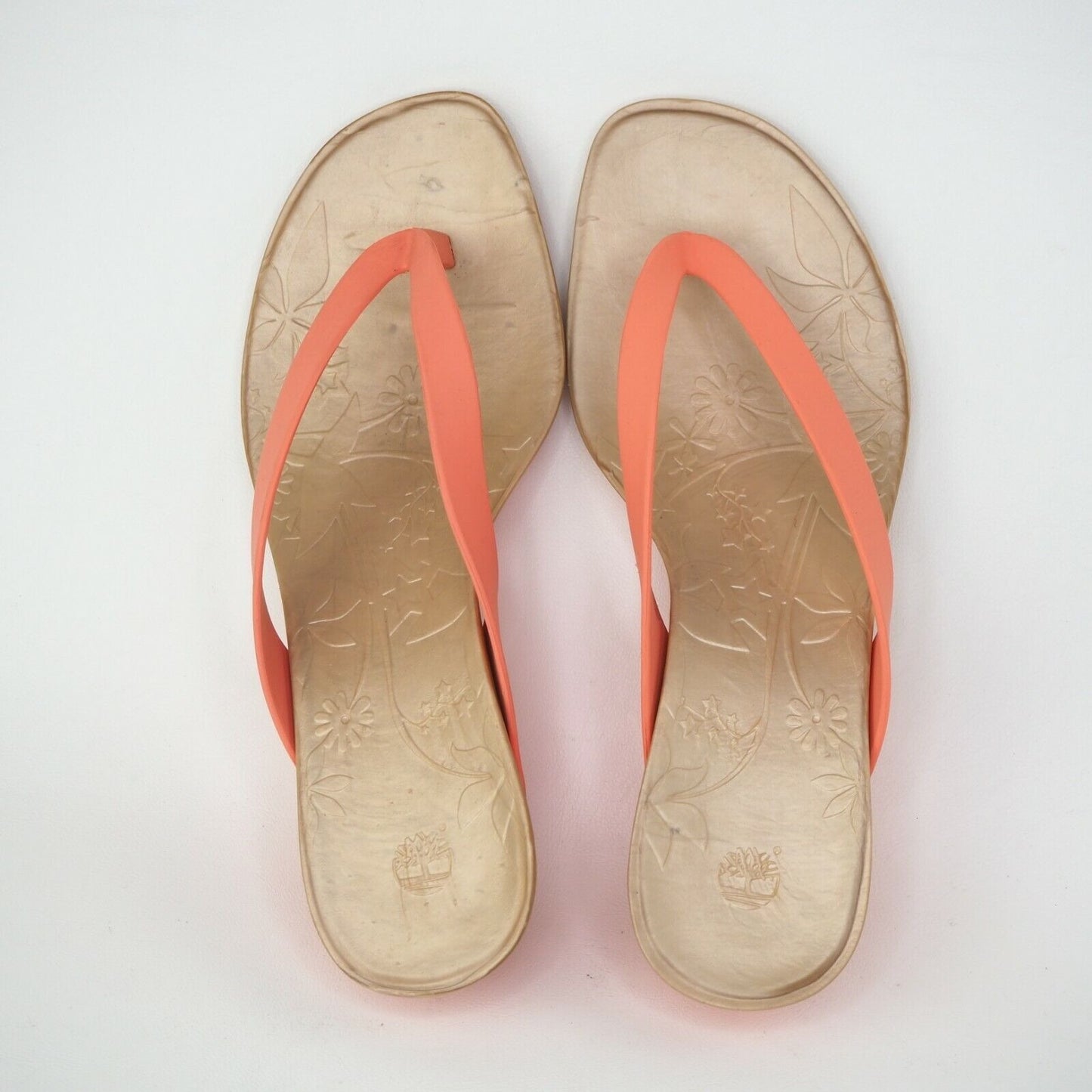 Timberland Flirtatious Thong Women Sandal Orange Rubber Comfort 90379 Size 7