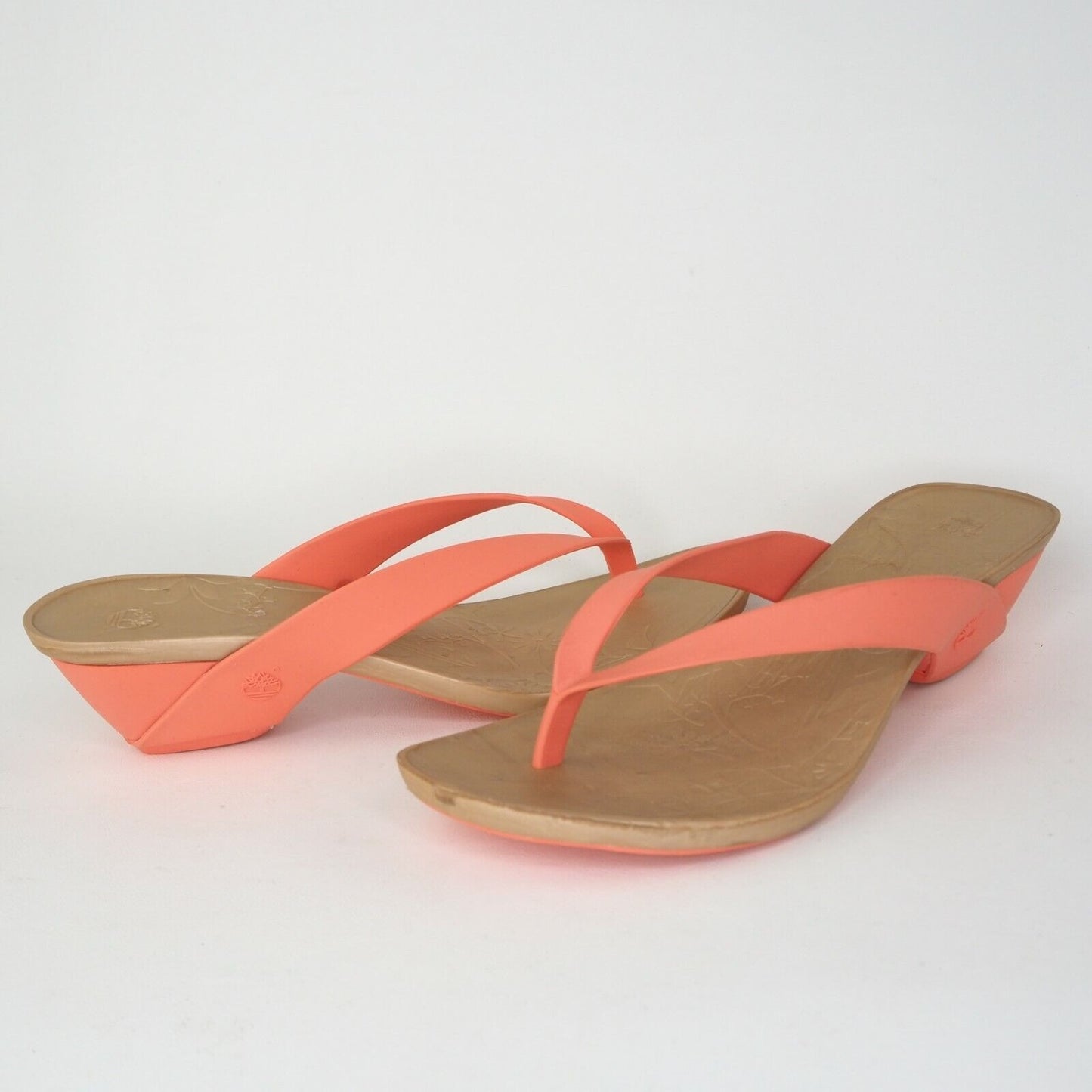 Timberland Flirtatious Thong Women Sandal Orange Rubber Comfort 90379 Size 7