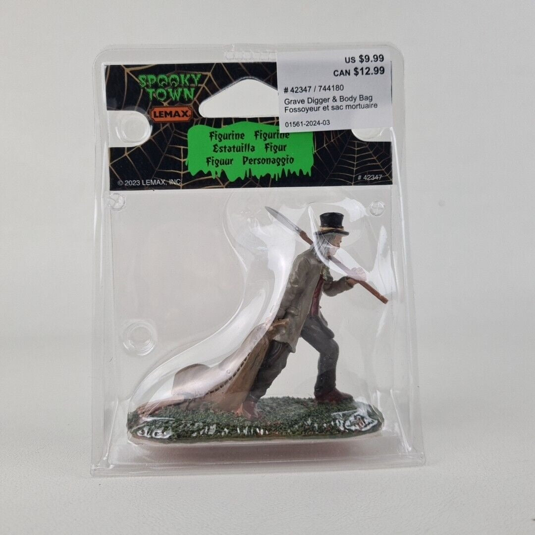 Lemax Spooky Town 42347 GRAVE DIGGER AND BODY BAG Halloween  Village Figurine