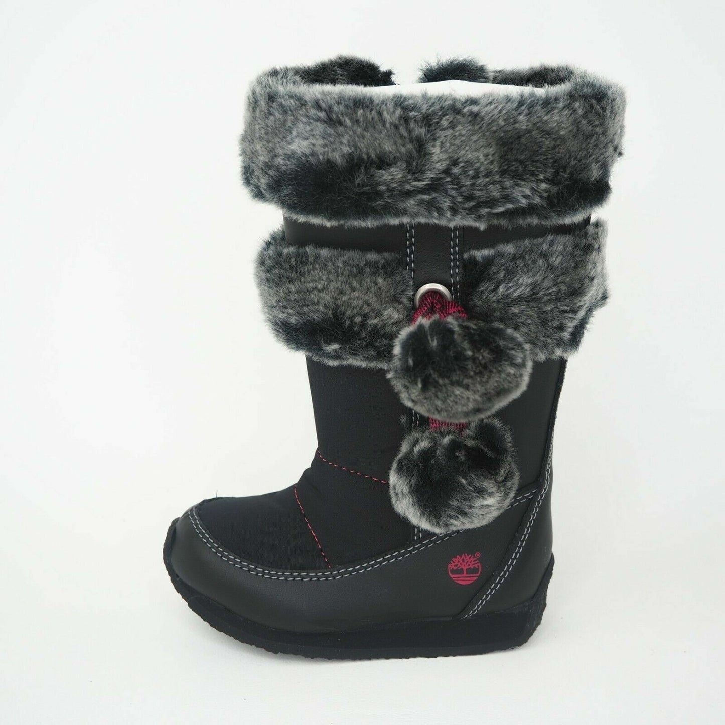 Timberland Toddlers Boots Winter BERRY 59897 TALL BT FUR Leather Snow Black Sz 4