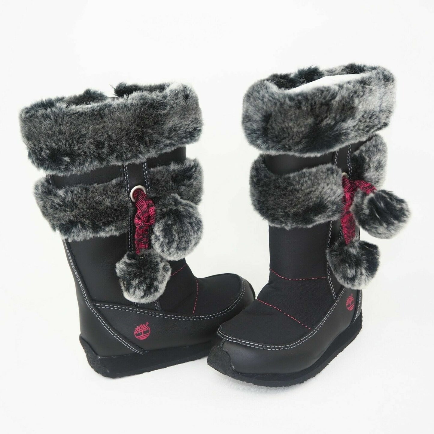 Timberland Toddlers Boots Winter BERRY 59897 TALL BT FUR Leather Snow Black Sz 4