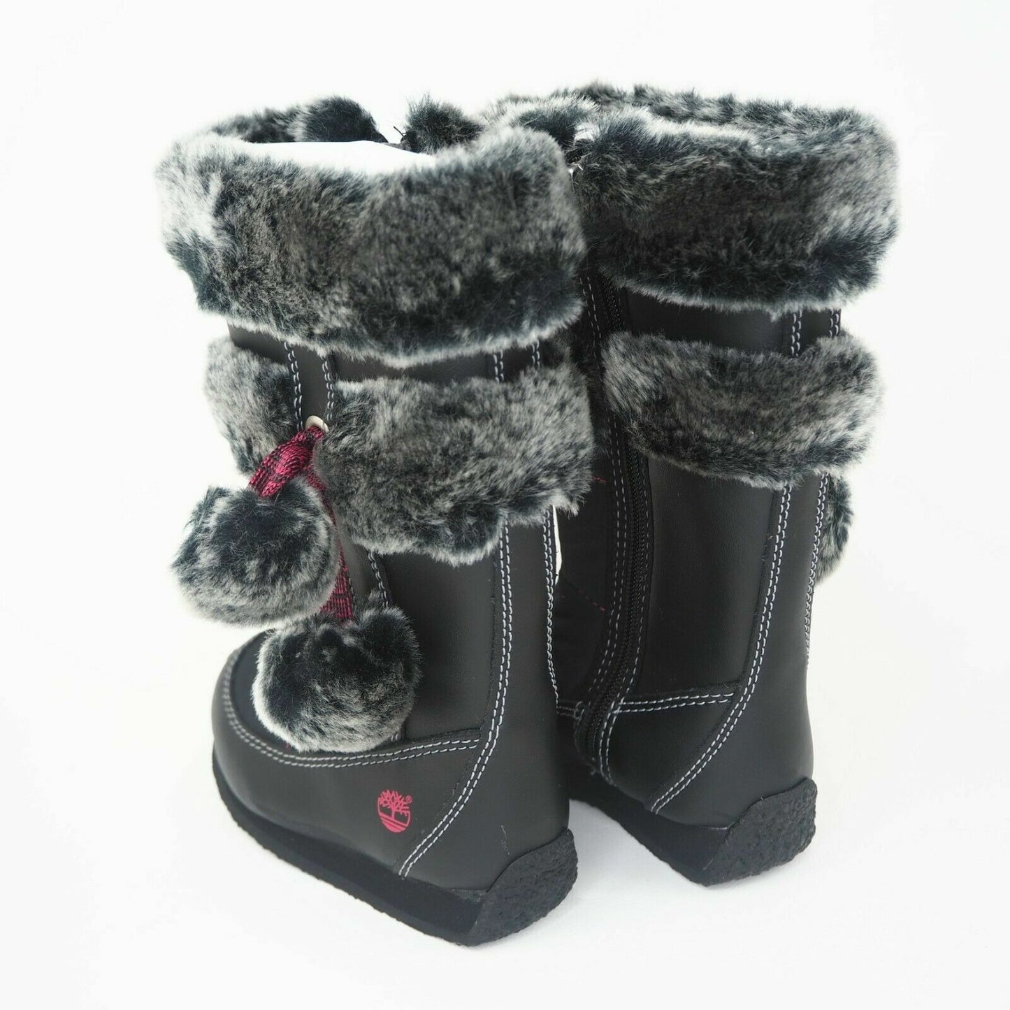 Timberland Toddlers Boots Winter BERRY 59897 TALL BT FUR Leather Snow Black Sz 4