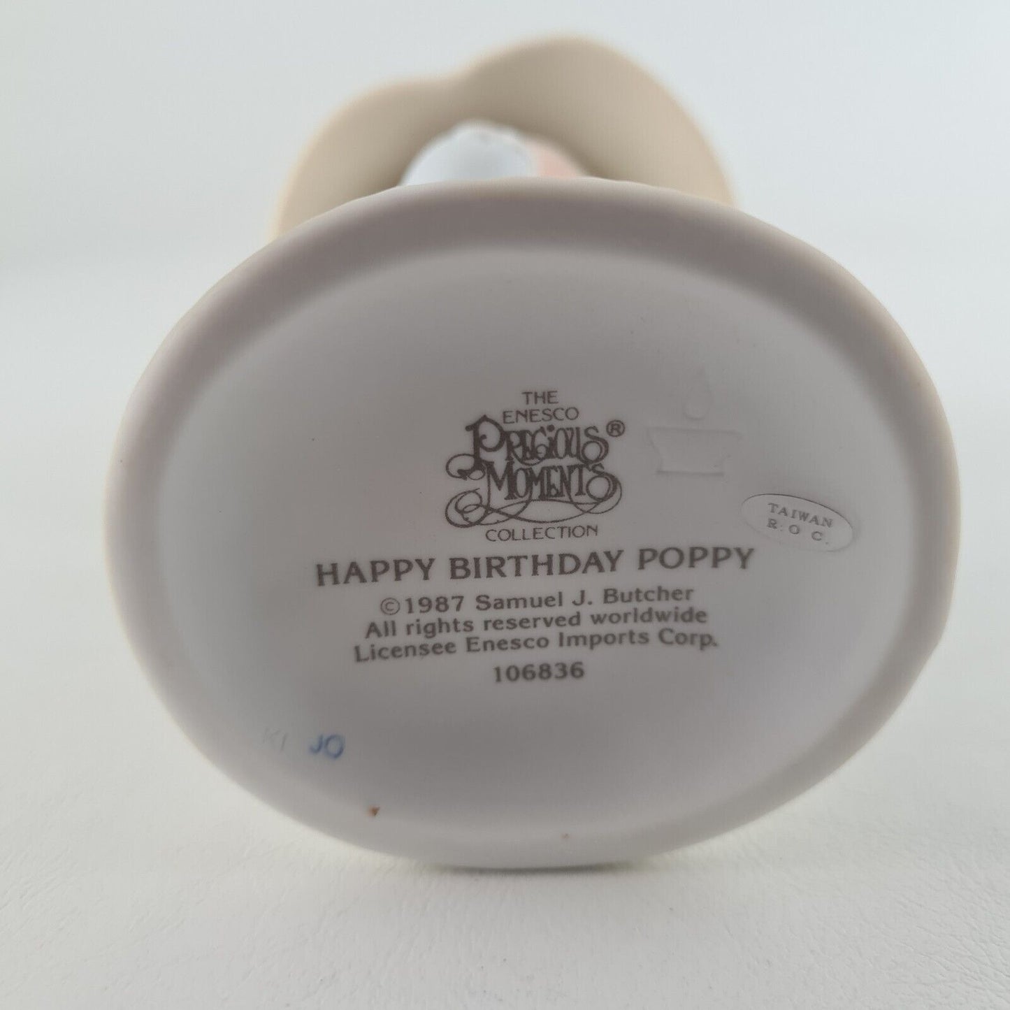 Precious Moments Enesco 106836 "Happy Birthday Poppy" 1987 Porcelain Figurine