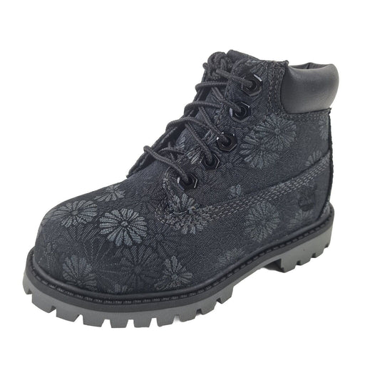 Timberland 6 IN Classic Toddler Boots TB0A1781 Black Floral Leather Size 10.5