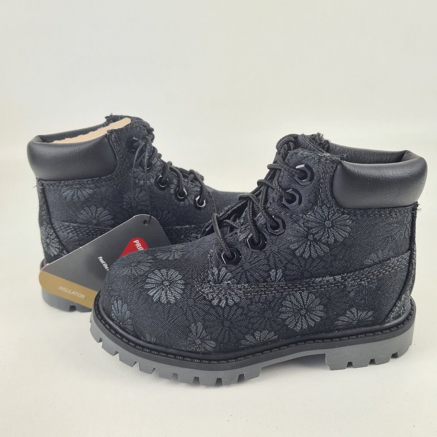 Timberland 6 IN Classic Toddler Boots TB0A1781 Black Floral Leather Size 10.5