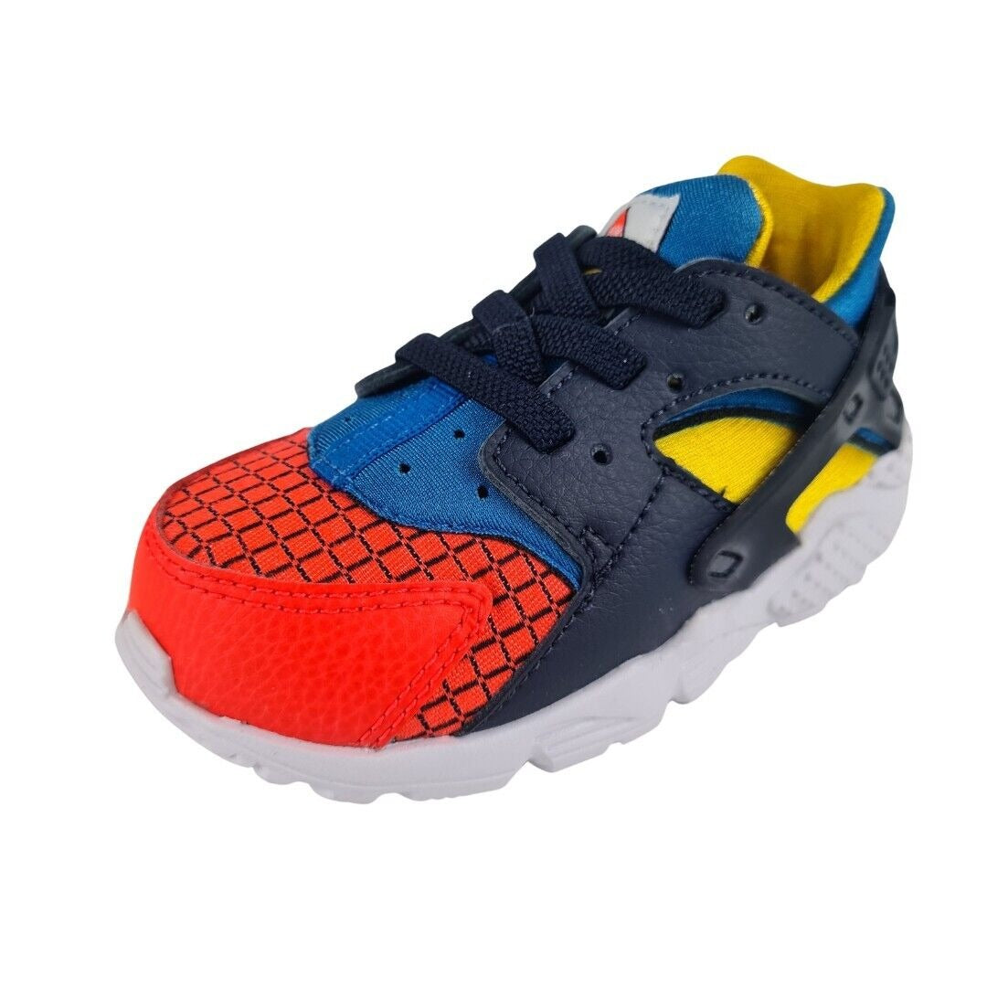 Nike Huarache Run Now BQ7098 600 Bright Crimson Yellow Blue Toddler Shoes SZ 5C