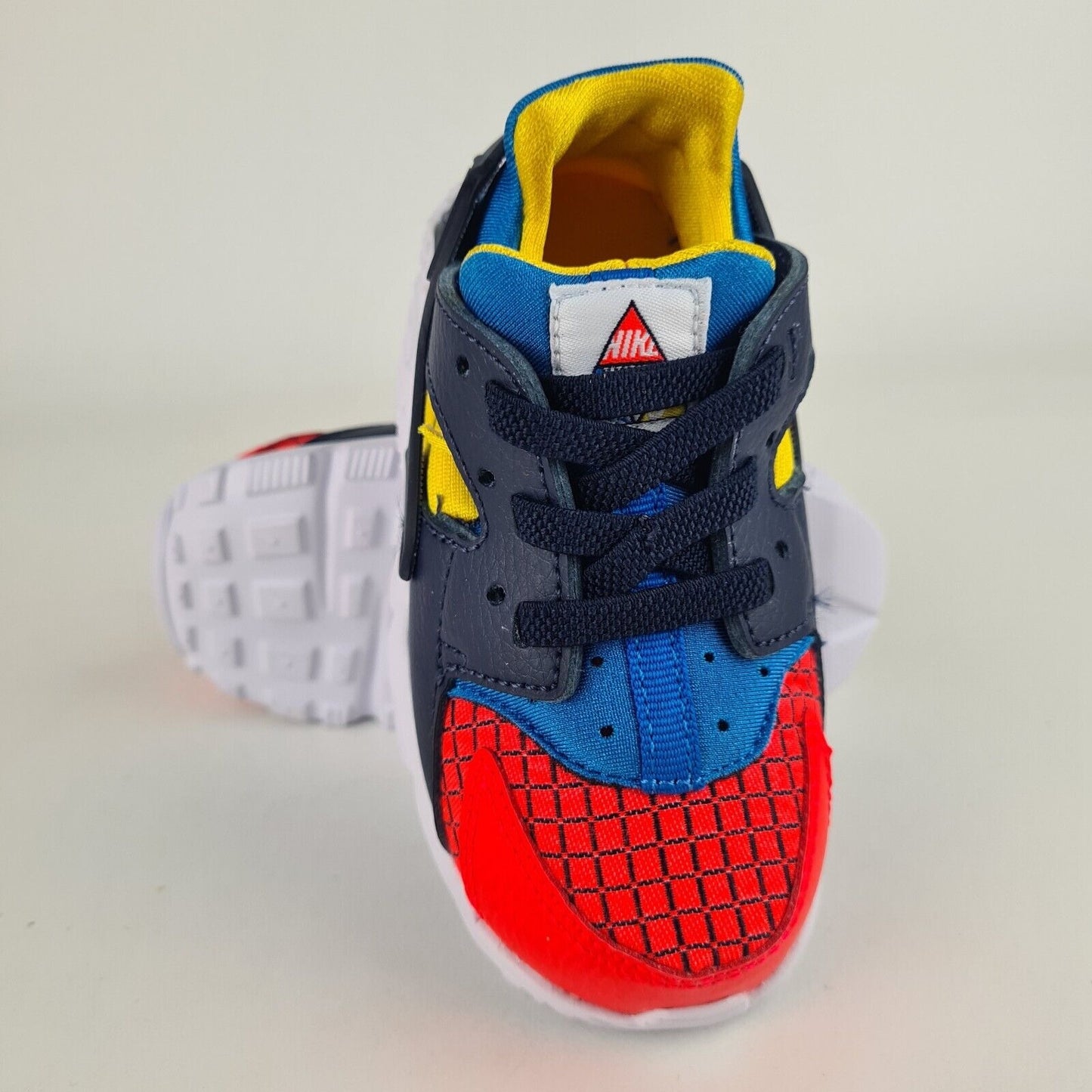 Nike Huarache Run Now BQ7098 600 Bright Crimson Yellow Blue Toddler Shoes SZ 5C