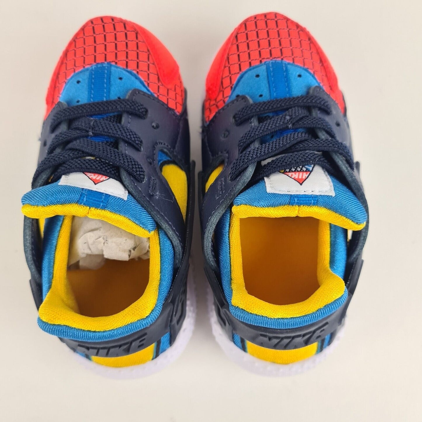 Nike Huarache Run Now BQ7098 600 Bright Crimson Yellow Blue Toddler Shoes SZ 5C