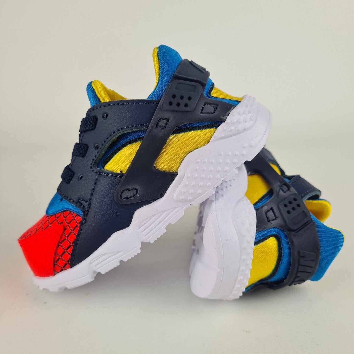 Nike Huarache Run Now BQ7098 600 Bright Crimson Yellow Blue Toddler Shoes SZ 5C