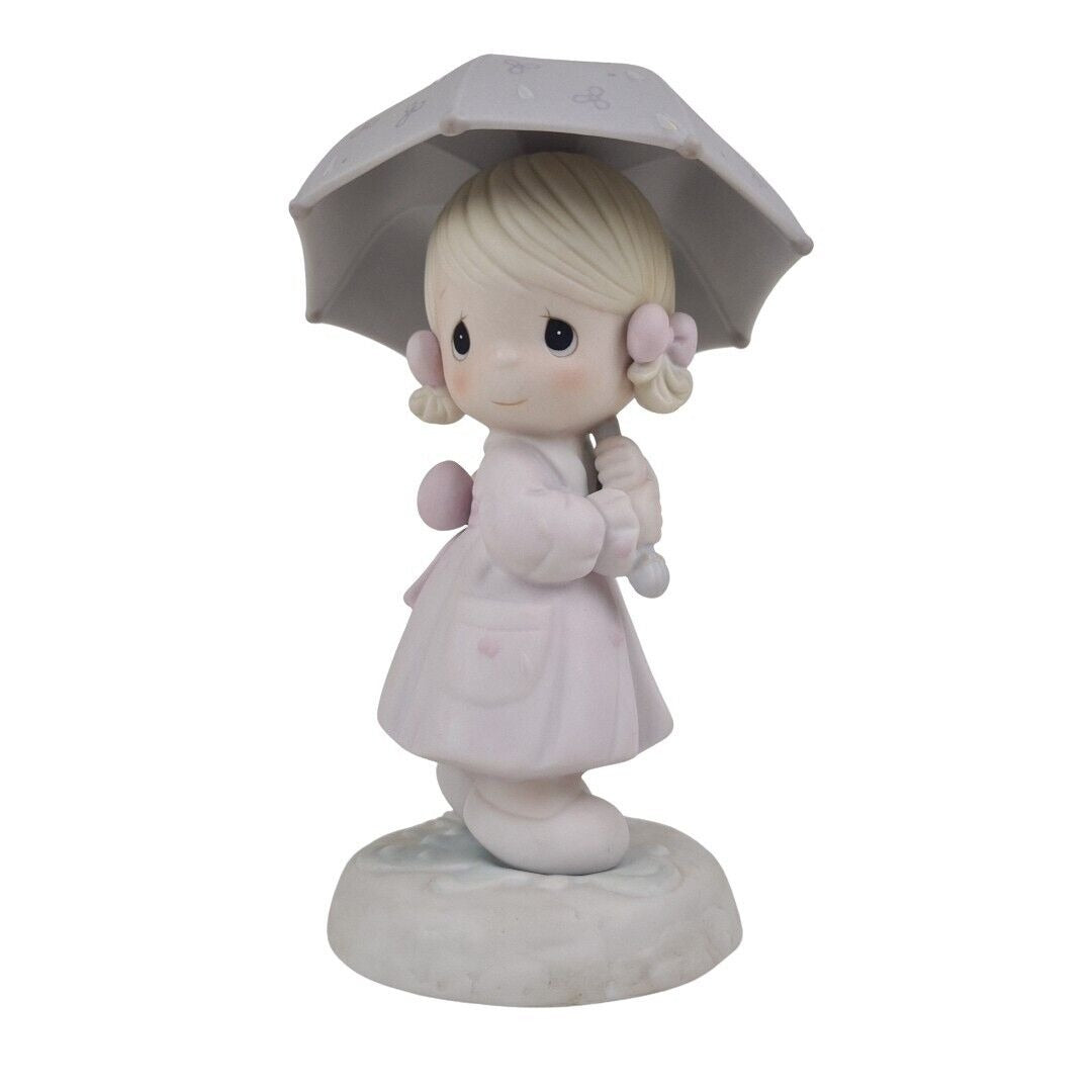 Precious Moments 110027 April Showers Girl Umbrella 1987 Porcelain Figurine