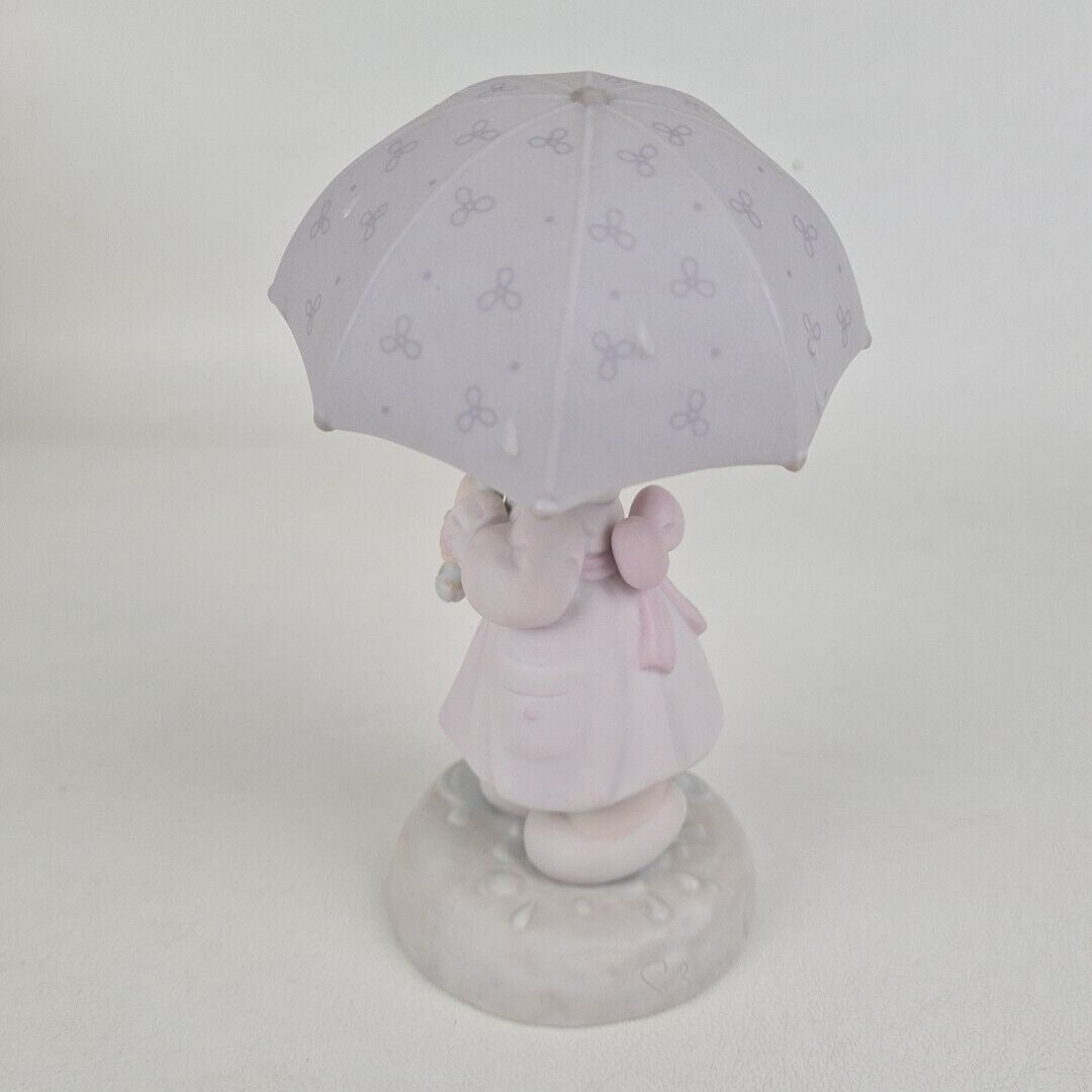 Precious Moments 110027 April Showers Girl Umbrella 1987 Porcelain Figurine