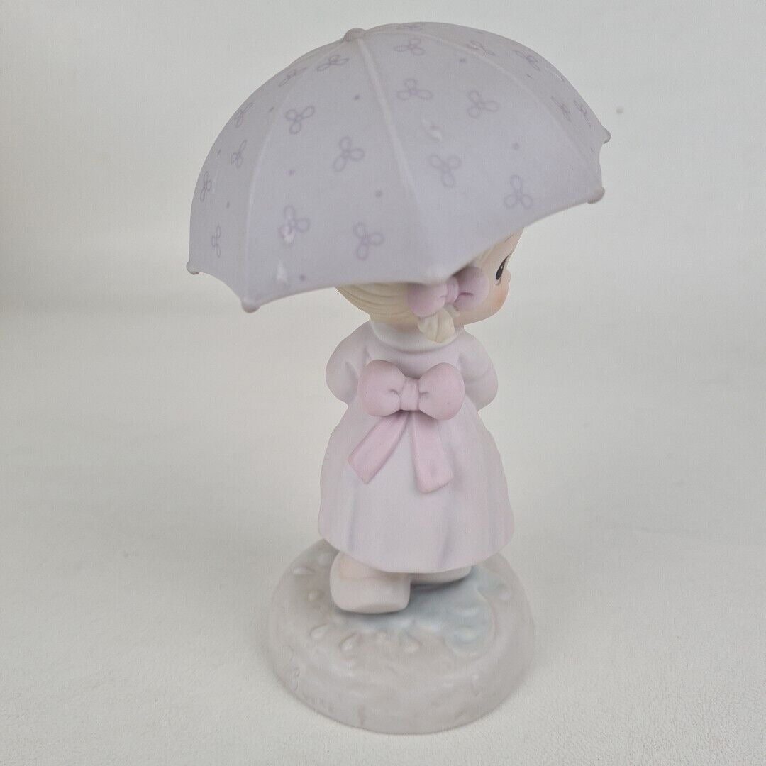 Precious Moments 110027 April Showers Girl Umbrella 1987 Porcelain Figurine