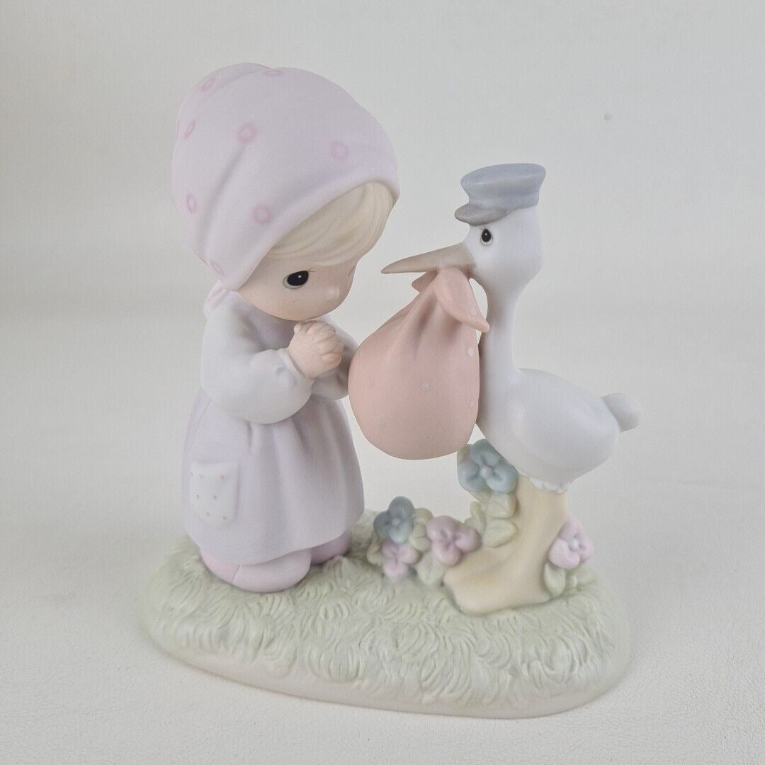 Precious Moments 523178 Joy on Arrival Stork Baby Porcelain Figurine Vintage