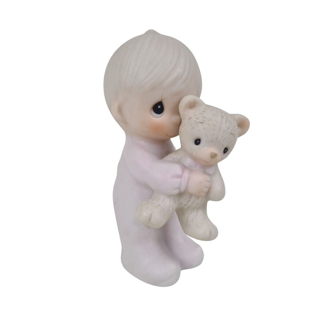 Precious Moments E-9278 "Jesus Loves Me" Boy With Teddy Bear Porcelain Figure