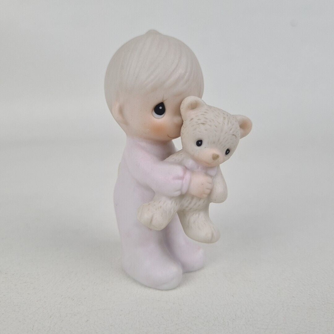 Precious Moments E-9278 "Jesus Loves Me" Boy With Teddy Bear Porcelain Figure