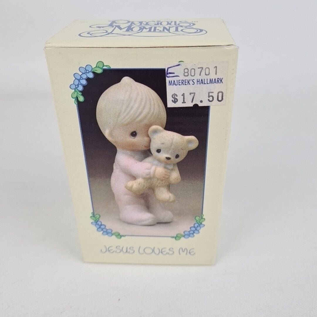 Precious Moments E-9278 "Jesus Loves Me" Boy With Teddy Bear Porcelain Figure