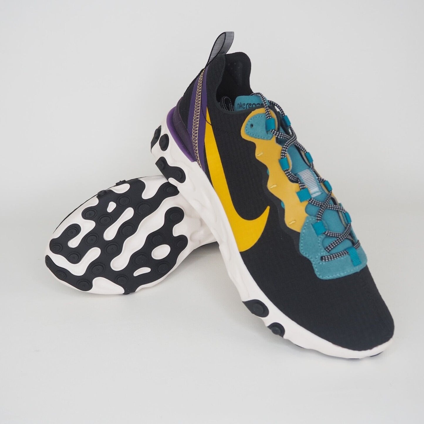 Nike React Element 55 PRM Black Teal Sneakers Women Running CI9593 002 Size 7.5