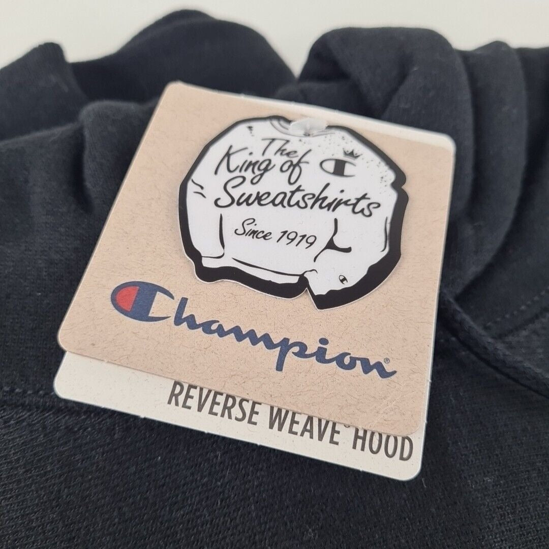 Champion Y06145 Reverse Weave Hoodie Black Men Heavyweight Heritage Size XL