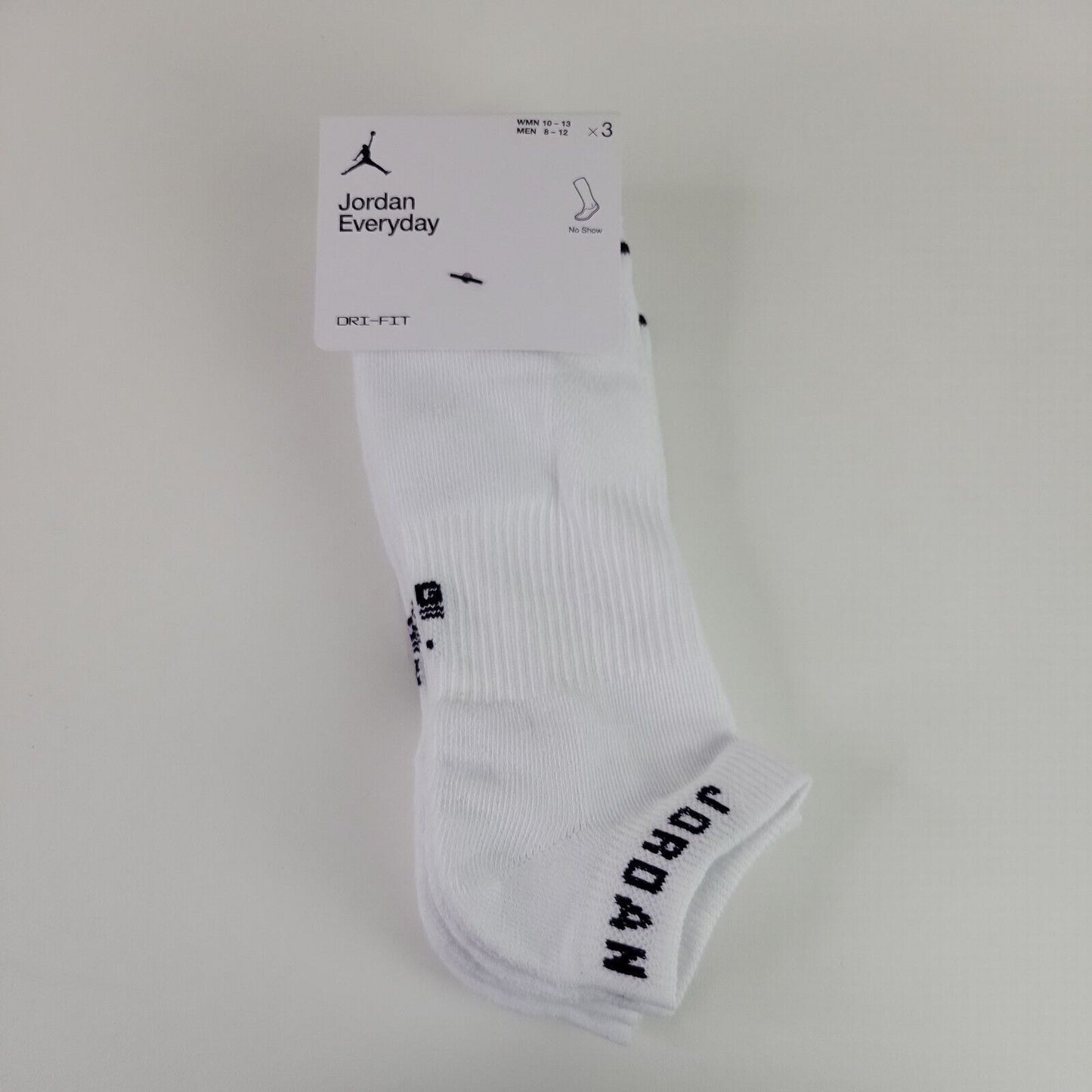 Nike Jordan Everyday No Show 3 Pack Socks DX9656 100 Dri-Fit White Men Size L